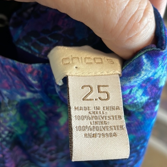 CHICO’S Blue Purple Floral Print Halter Hi Low Dress Size 2.5 - Picture 4 of 5